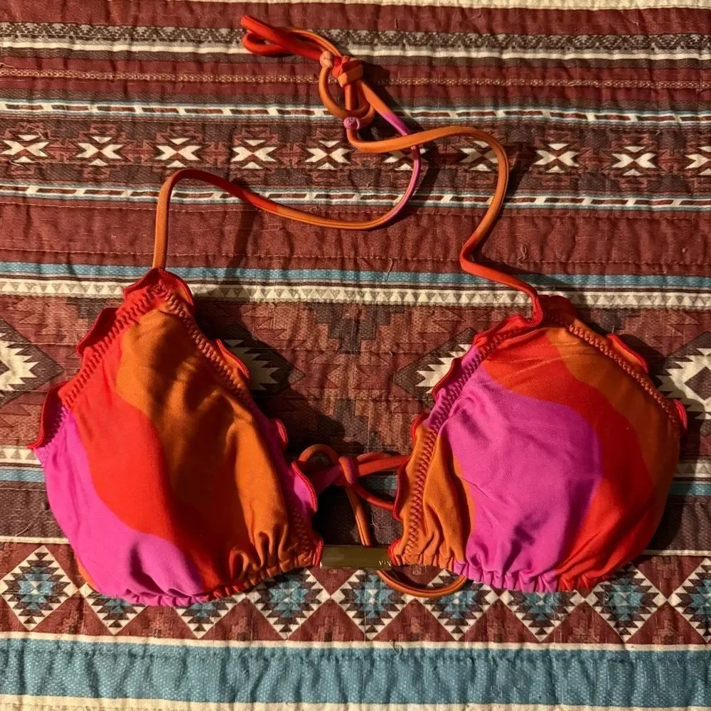 VIX Paula Hermanny Red and Orange Bikini Top size small